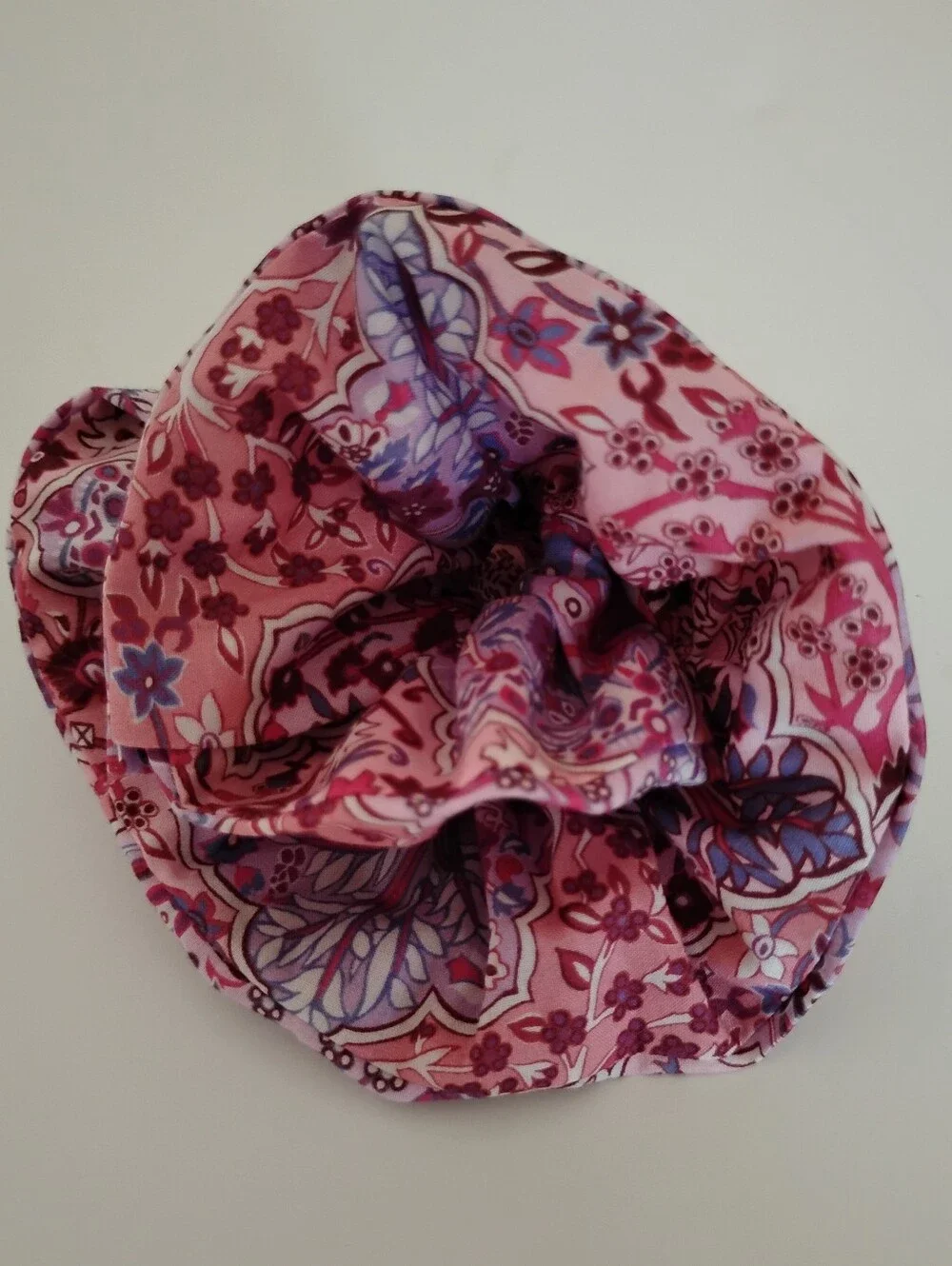 Liberty Art Fabric Tana Lawn Scrunchie Aspley  Tile Pink Purple Floral Trees